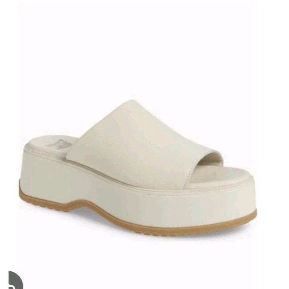 Sorel Dayspring Slide Platform Sandals In Chalk Sz 8 Beach Vacay Resort Summer